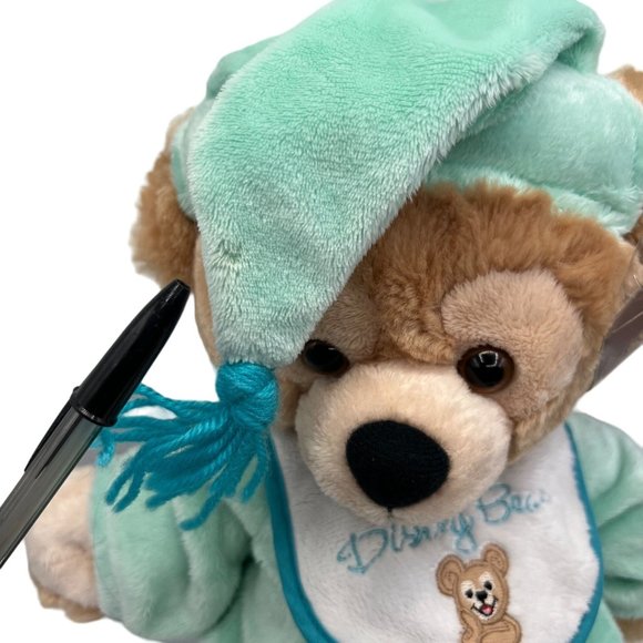 Disney Hidden Mickey Bear My First Plush Pre Duffy Disney Parks Green PJs Teddy - Picture 15 of 16